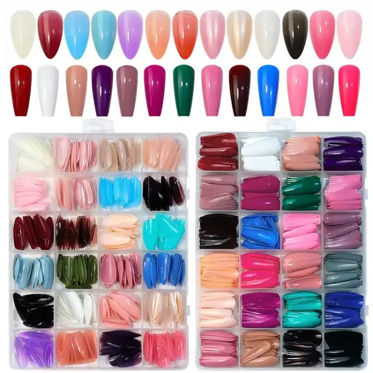 Artificial Nails 576Pcs - 24 Sets with Complimentary Glue