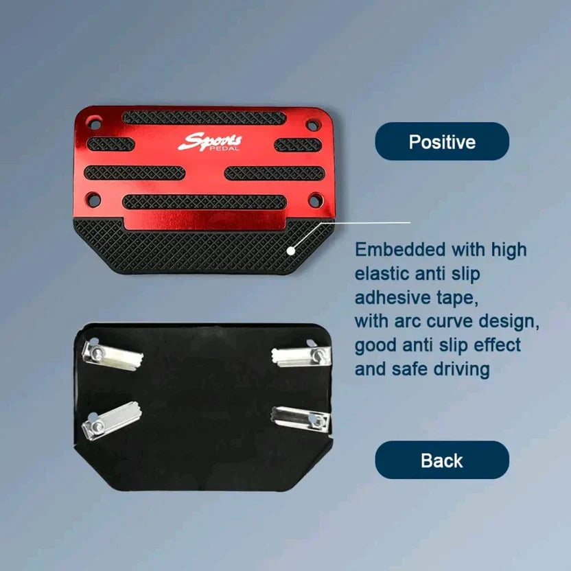 Non-Slip Aluminum Alloy Pedal Cover Set | Universal Automatic (2 pedals) or Manual (3 pedals)(RED COLOUR)