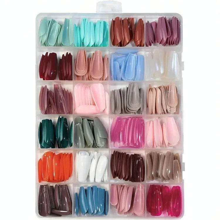 Artificial Nails 576Pcs - 24 Sets with Complimentary Glue